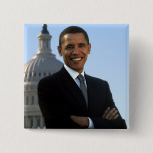 Barack Obama - kvadrera klämmer fast Knapp