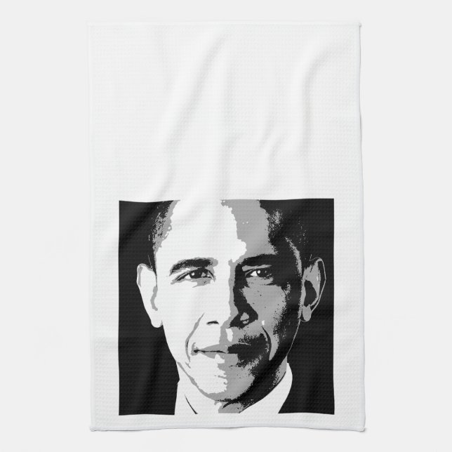 BARACK OBAMA KVADRERAR PORTRÄTT - .PNG KÖKSHANDDUK (Vertikal)