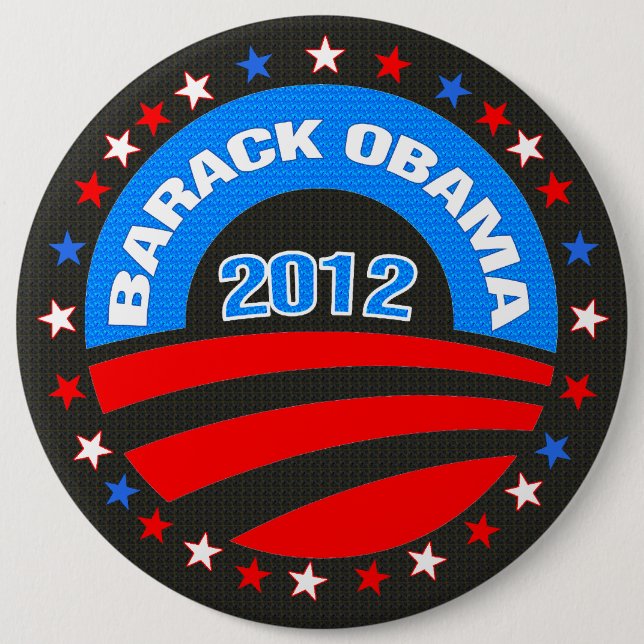 Barack Obama Logotyp 2012 Black Background Knapp (Framsida)