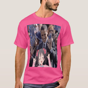Barack Obama med Anime Girl T Shirt