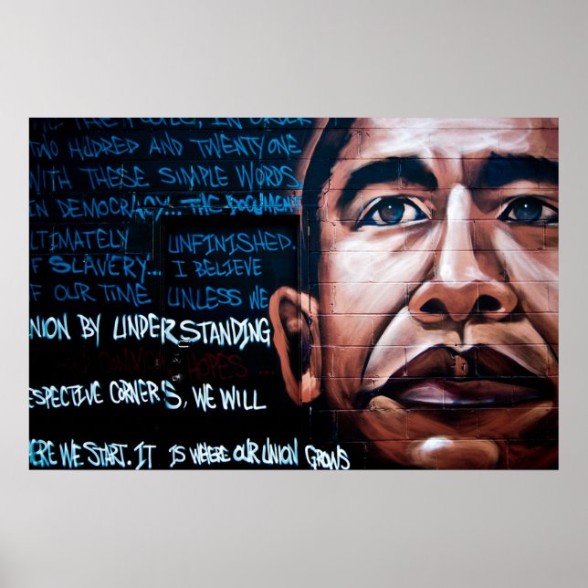 Barack Obama Mural & Tal, Brooklyn, New York Poster (Framsidan)