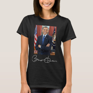 Barack Obama Namnteckning och Porträtt T Shirt