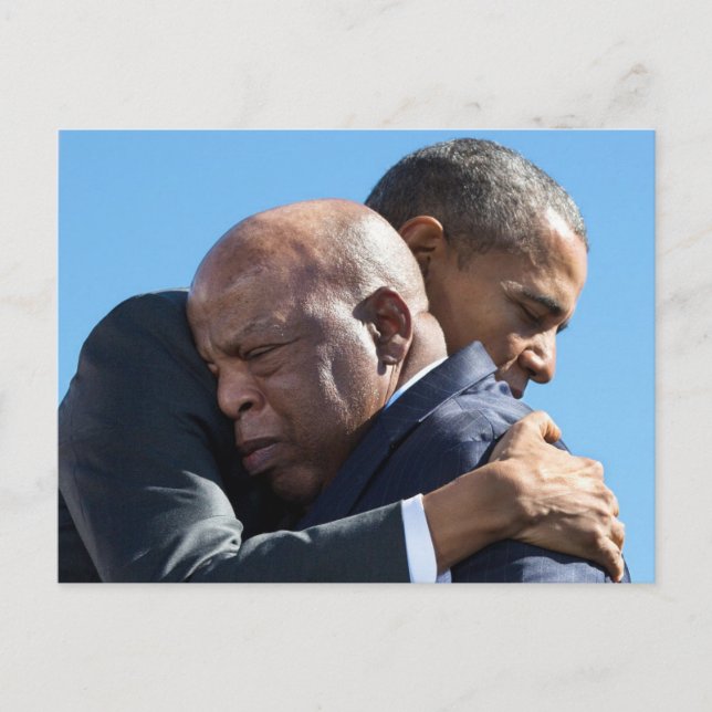 Barack Obama och John Lewis Hugger Vykort (Framsida)