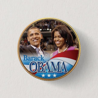 Barack Obama och Michelle Obama myntar knäppas Knapp