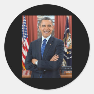 Barack Obama Photo 44:e presidenten Potus Patrioti Runt Klistermärke