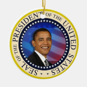 Barack Obama president av Förenta staterna Julgransprydnad Keramik