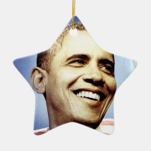 BARACK OBAMA prydnad Julgransprydnad Keramik