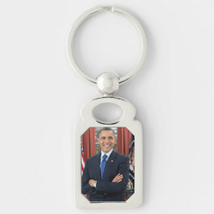 Barack Obama Rektangulärt Silverfärgad Nyckelring