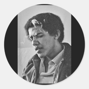 Barack Obama Retro Vintage Young Obama Smoking in Runt Klistermärke