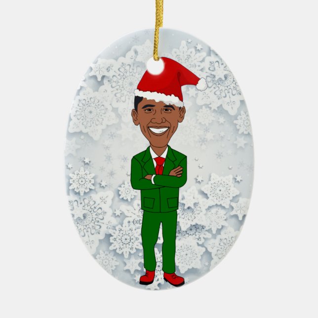 Barack Obama santas Julgransprydnad Keramik (Framsidan)