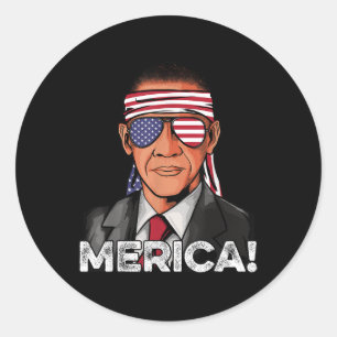 Barack Obama Shirt American Flagga Sungles Usa 4th Runt Klistermärke