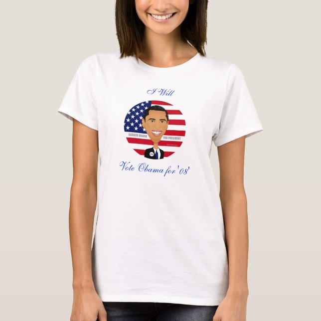 Barack Obama - skjortan, röstar Obama för "08", Tee (Framsida)