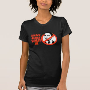 BARACK OBAMA SKRÄMMER MIG/ANTI-OBAMA T-TRÖJA T-SHIRT