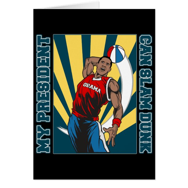 Barack Obama slam dunk Hälsningskort (Framsidan)
