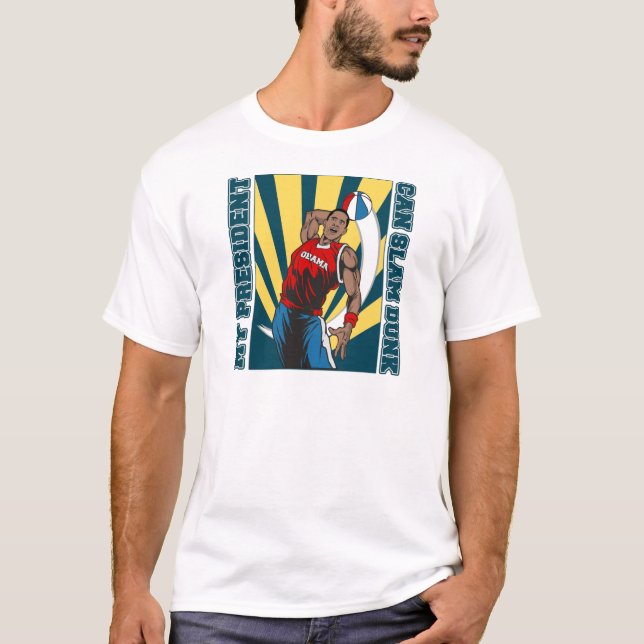 Barack Obama slam dunk Tee Shirt (Framsida)