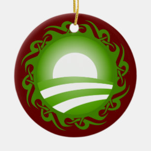 Barack obama: stambaserad logotyp julgransprydnad keramik
