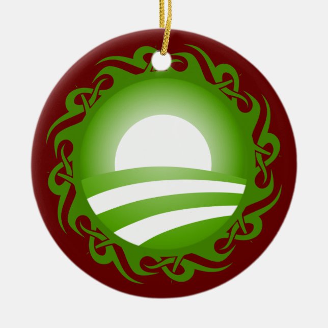 Barack obama: stambaserad logotyp julgransprydnad keramik (Framsidan)