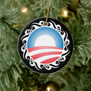 barack obama-stamens logotyp julgransprydnad keramik