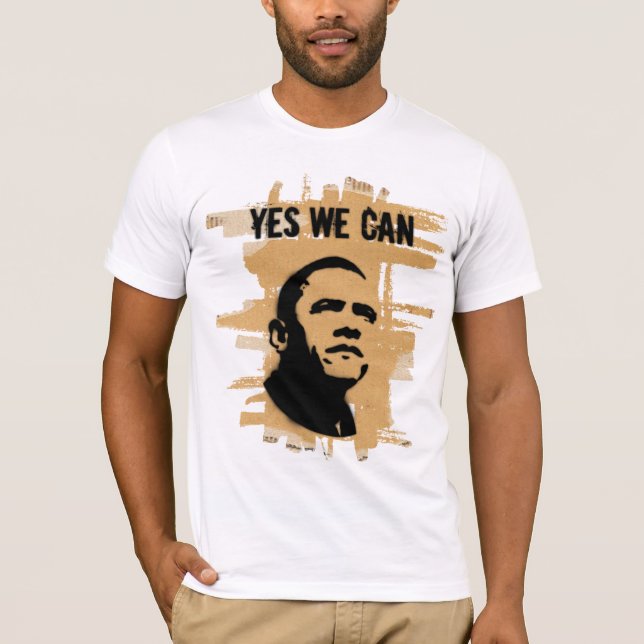 Barack Obama STENCILERAR bckgrndCardbrd T Shirt (Framsida)