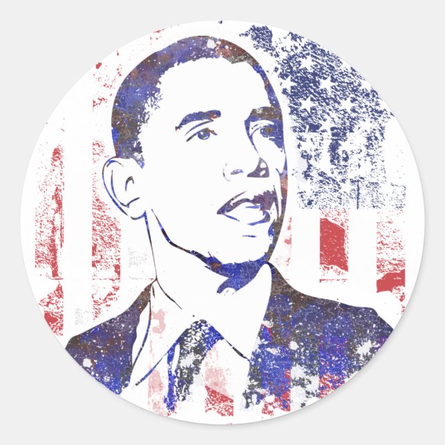 Barack Obama Stickers Runt Klistermärke (Framsida)