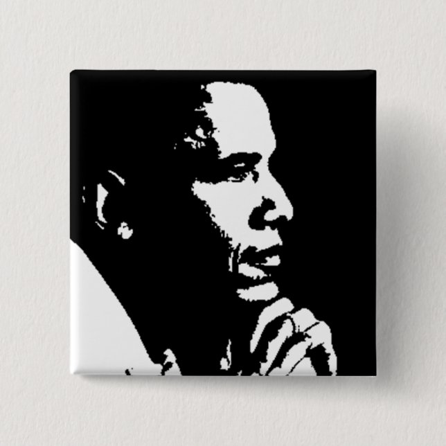 Barack Obama Svarta och vita profiler Knapp (Framsida)