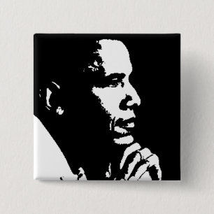 Barack Obama Svarta och vita profiler Knapp
