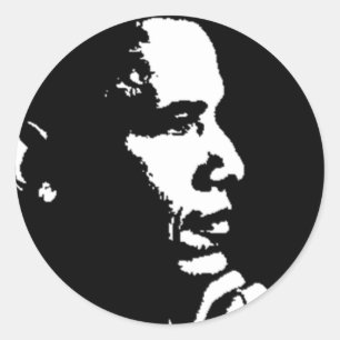 Barack Obama Svarta och vita profiler Runt Klistermärke