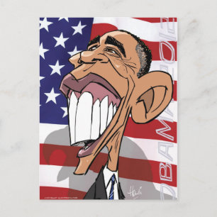 Barack Obama Tecknad Caricature Postcard Vykort