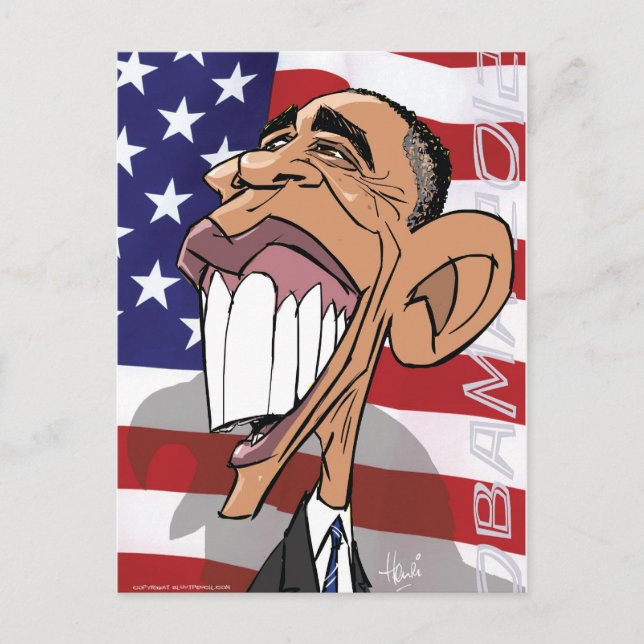 Barack Obama Tecknad Caricature Postcard Vykort (Framsida)