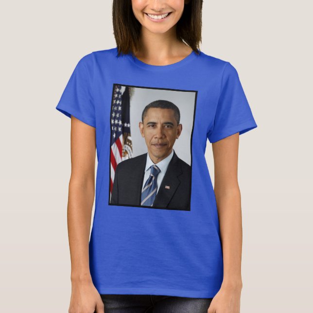 Barack Obama USA:s president Vita Huset Porträtt T Shirt (Framsida)