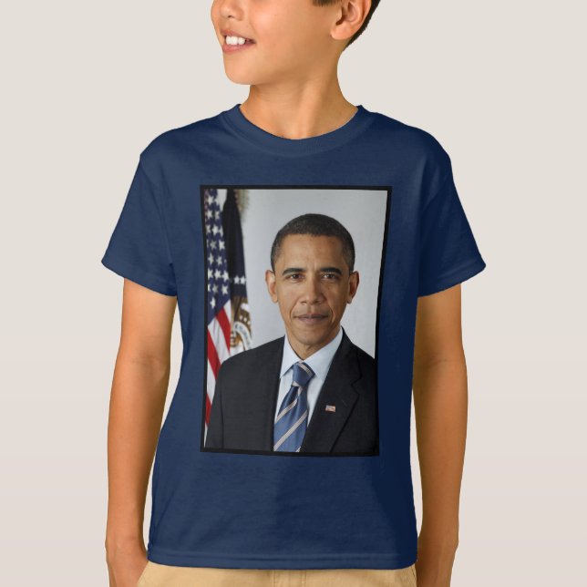 Barack Obama USA:s president Vita Huset Porträtt T Shirt (Framsida)