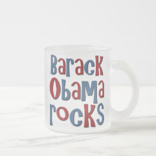 Barack Obama vaggar utslagsplatser och gåvor Frostad Glasmugg