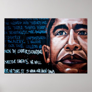 Barack Obama väggmålning & tal, Brooklyn, New Yo Poster