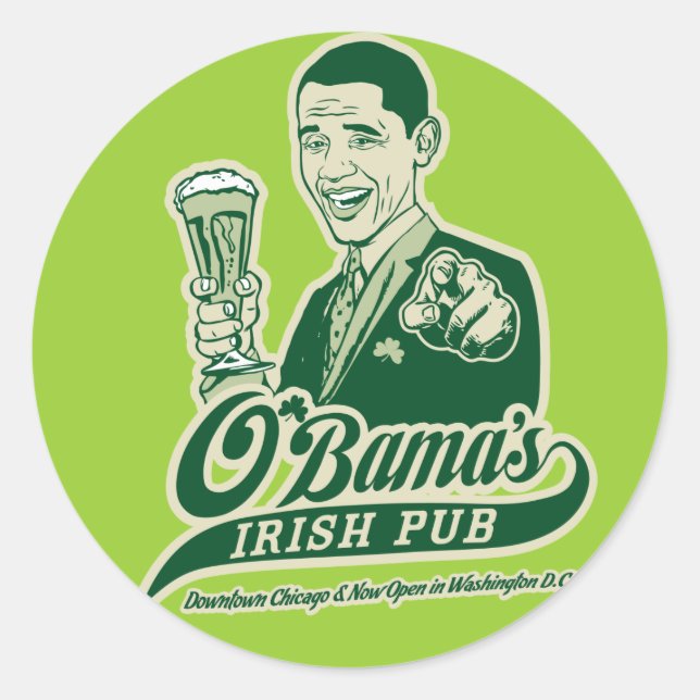 Barack Obamas irländska pub Runt Klistermärke (Framsida)