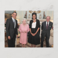 Barack och Michelle med drottning Elizabeth