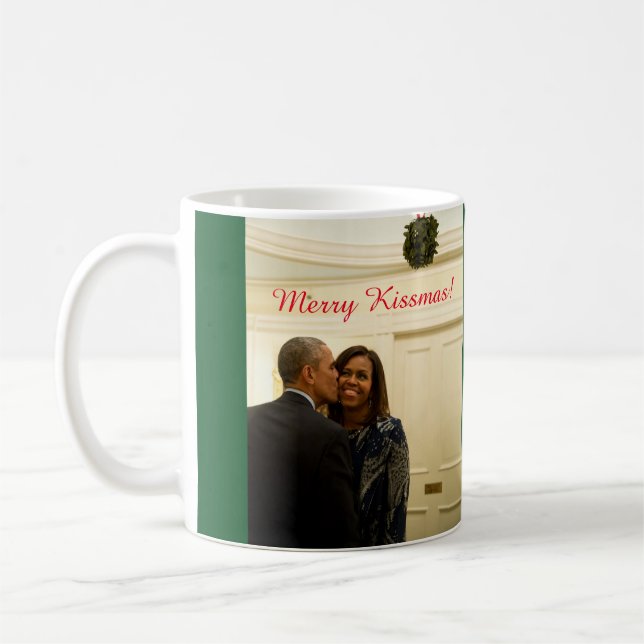 Barack och Michelle Merry Kissmas - Mugg (Vänster)