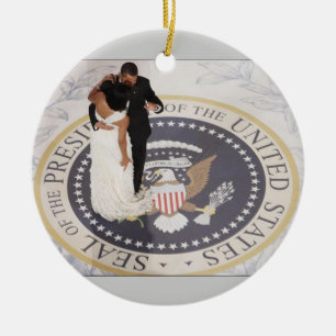 Barack och Michelle Obama Julgransprydnad Keramik