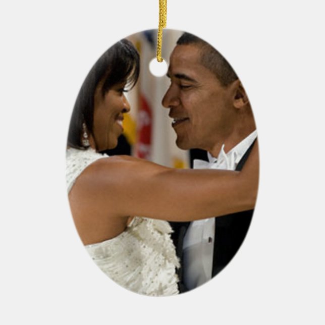 Barack och Michelle Obama Julgransprydnad Keramik (Framsidan)