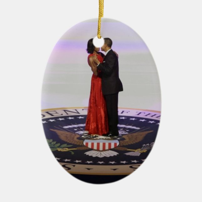 Barack och Michelle Obama Julgransprydnad Keramik (Framsidan)