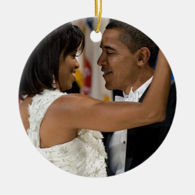 Barack och Michelle Obama Julgransprydnad Keramik (Framsidan)