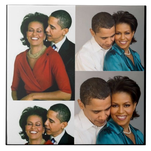 BARACK OCH MICHELLE OBAMA KAKELPLATTA (Framsidan)
