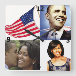 BARACK OCH MICHELLE OBAMA tar tid på Fyrkantig Klocka