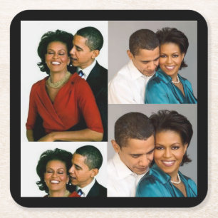 BARACK OCH MICHELLE OBAMA UNDERLÄGG PAPPER KVADRAT