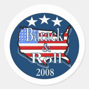 barack och roll runt klistermärke