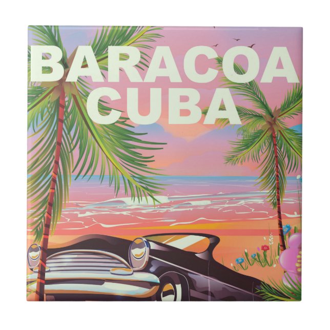 Baracoa Kuba resa affisch Kakelplatta (Framsidan)