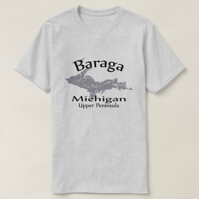 Baraga Michigan Karta Design T-shirt (Design framsida)