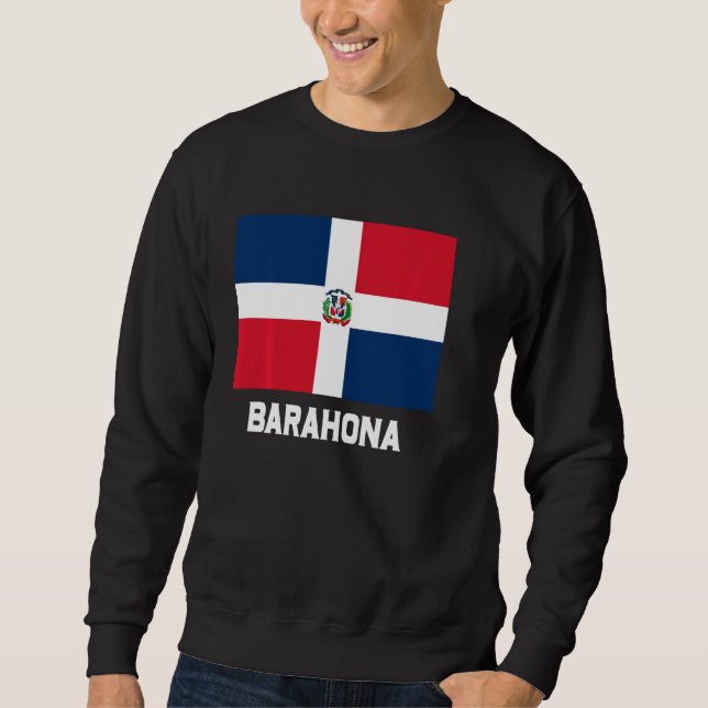 Barahona Dominikanska republiken Flagga Emblem Esc Lång Ärmad Tröja (Framsida)
