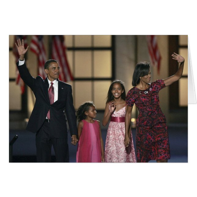 Barak Obama-familjens våg i sista natten Hälsningskort (Framsidan Horizontal)