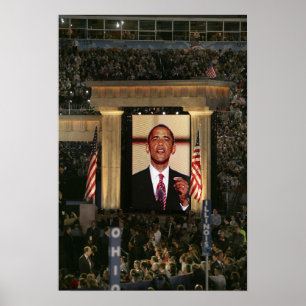 Barak Obama talar i sista natten på Poster