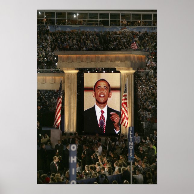 Barak Obama talar i sista natten på Poster (Framsidan)